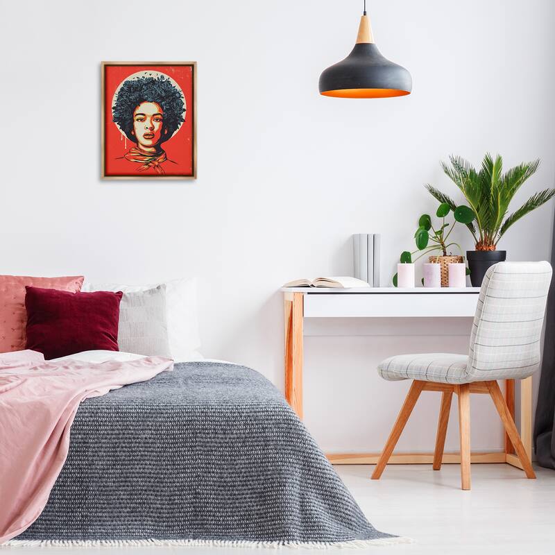 Stupell Vibrant Portrait of Woman Framed Floater Canvas Wall Art Design By Balazs Solti