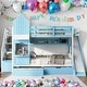 preview thumbnail 11 of 38, Full-Over-Full Castle Style Bunk Bed with 2 Drawers 3 Shelves and Slide Blue