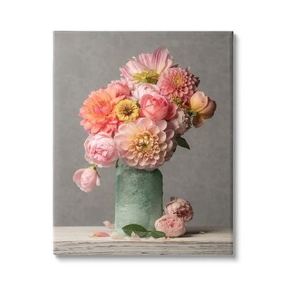 Stupell Mixed Pink Dahlia Bouquet Canvas Wall Art by Leah McLean - Bed ...