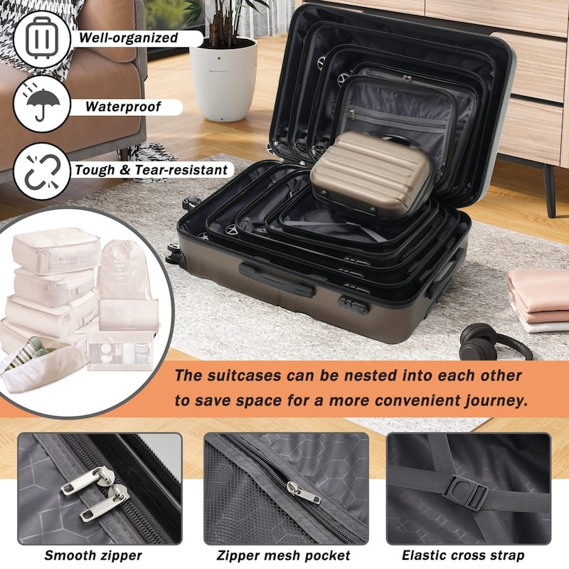 Hardshell ABS Luggage Set - Lightweight & Durable Suitcases with Dual Spinner Wheels, Carry-On & Check-In Sizes
