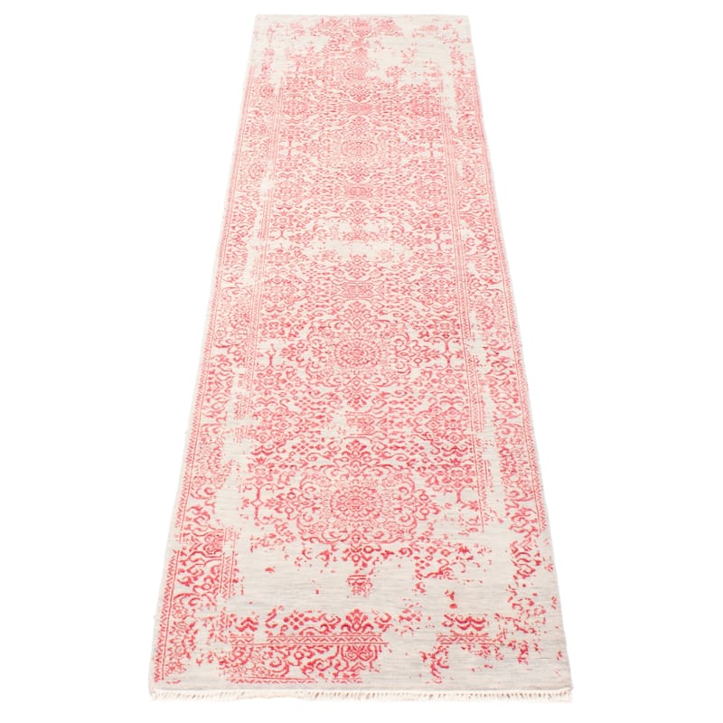 ECARPETGALLERY Hand-knotted Heritage Dark Pink Silk, Wool Rug - 2' 9" x 10' 7"