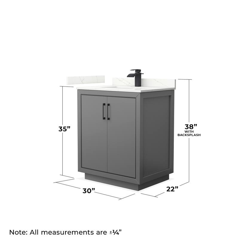 Wyndham Collection WCF111130S-QTZ-UNSM24 Icon 30" Free Standing Single