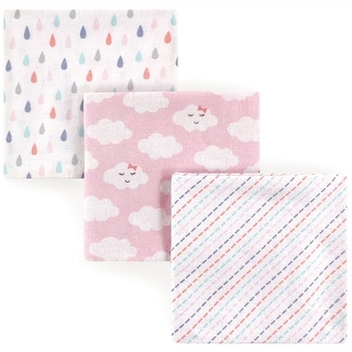 Luvable Friends Baby Girl Cotton Flannel Receiving Blankets, Girl Clouds 3-Pack, One Size - Girl Clouds 3-Pack - One Size