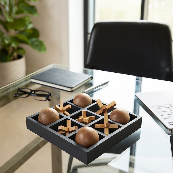 Sagebrook Home Elegant Mango Wood and Metal 10x10 Tic Tac Toe
