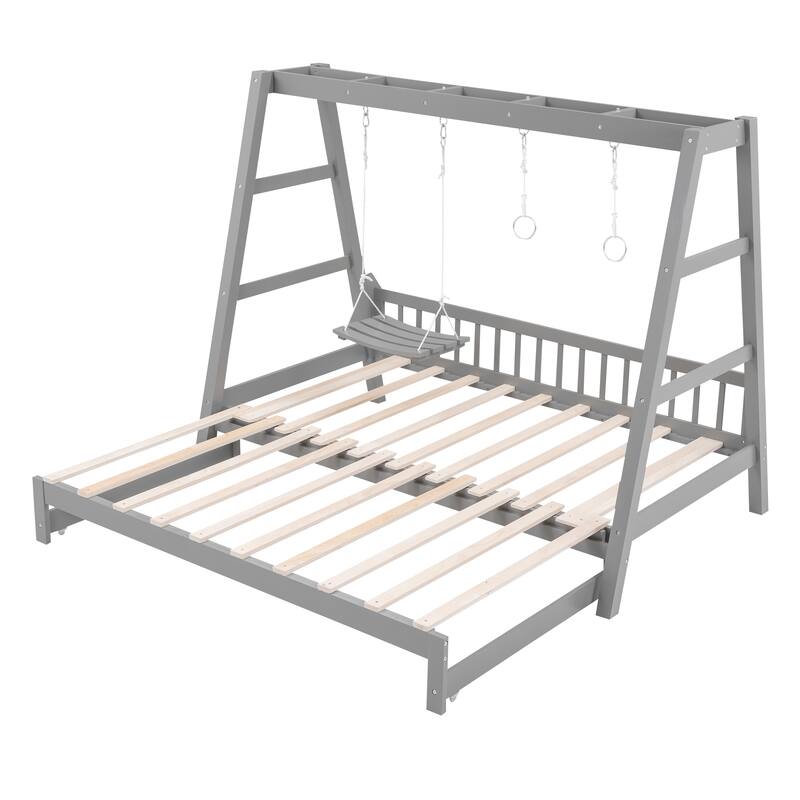 Extendable Twin Daybed with Swing and Ring Handles (Twin bed can be