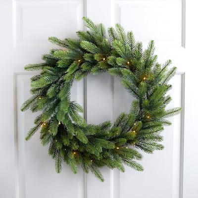 Real Touch™ B/O Pre-Lit Noble Fir Christmas Wreath - 24" - Warm White LED