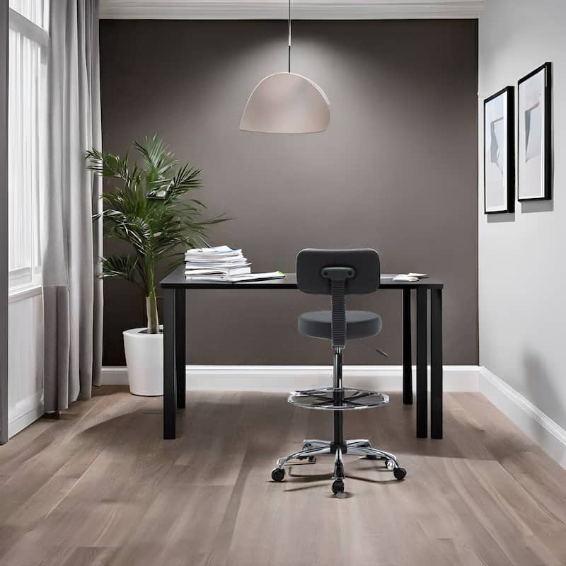 Comfortable Faux Leather Drafting Stool Chair with Adjustable Height Foot Rings - Ideal for Office Studio Craft Room