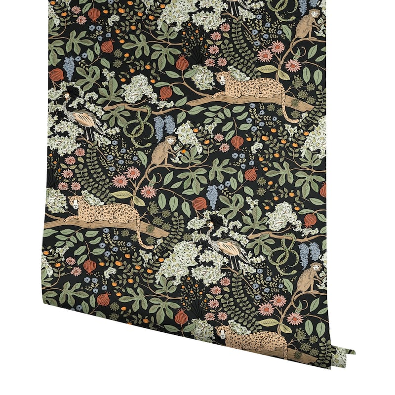 Rifle Paper Co. Safari Black Jungle Toile Premium Peel + Stick Wallpaper