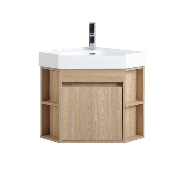 wan♡wan Neo-angle Corner Wall-Mount Bathroom Vanity, 18