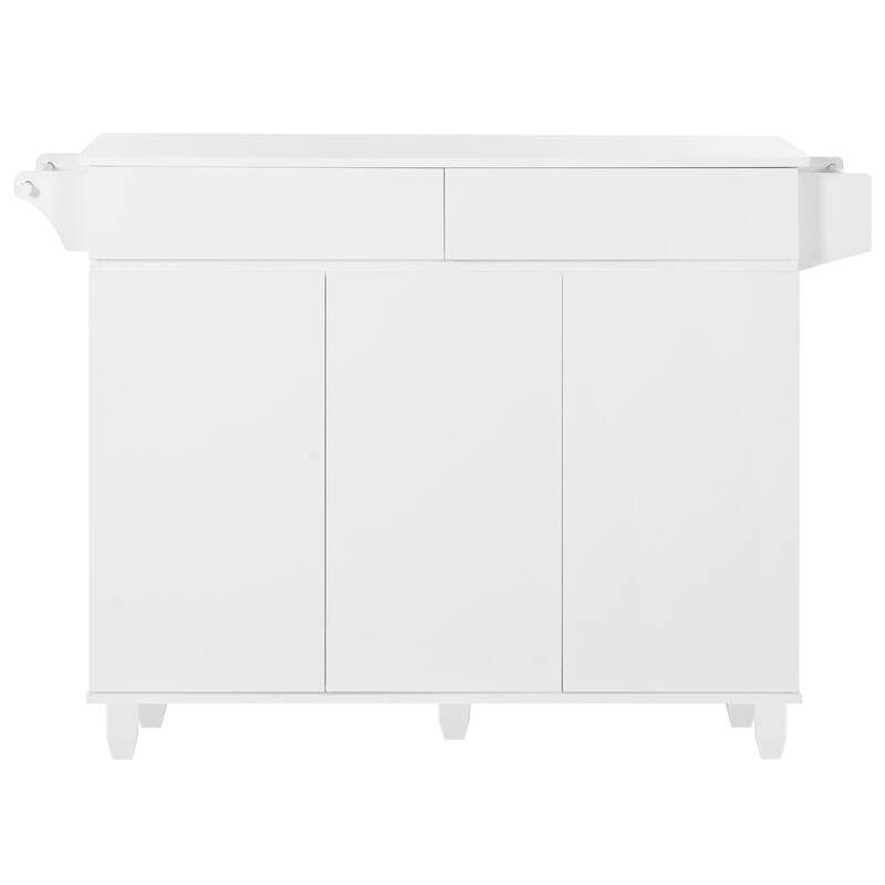 Rolling Kitchen Island Cart on Wheels with Adjustable Shelves, 2 Drawers, and Spice Rack