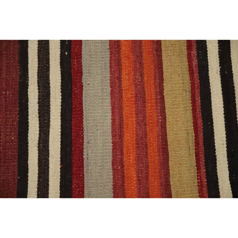 Hand Woven Oriental 100% Wool Carpet Southwestern Geometric Oranges & Rust Kilim Area Rug - 10' 1'' X 4' 11''