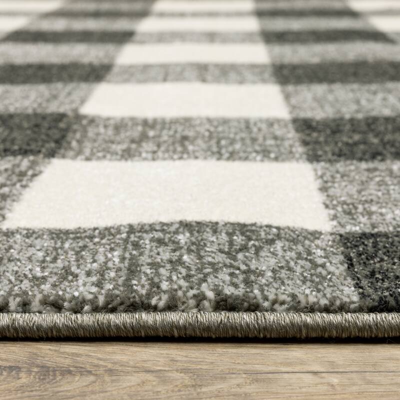 Arwen Distressed Gingham Plaid Area Rug