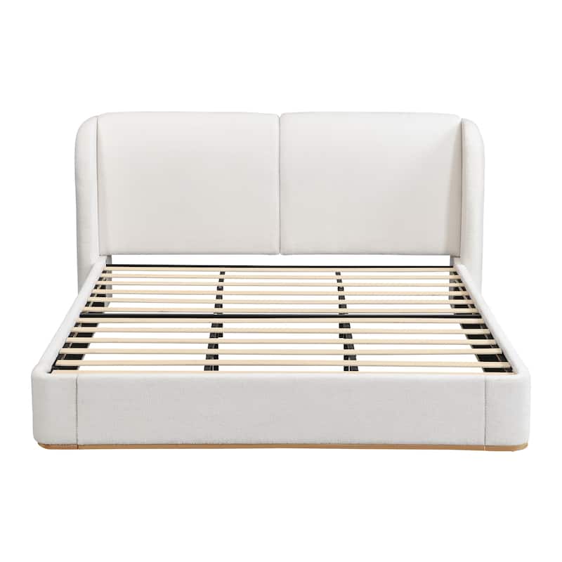 Christopher Knight Home - Valerian Boucle Upholstered Platform Bed with Double-Pillow Headboard