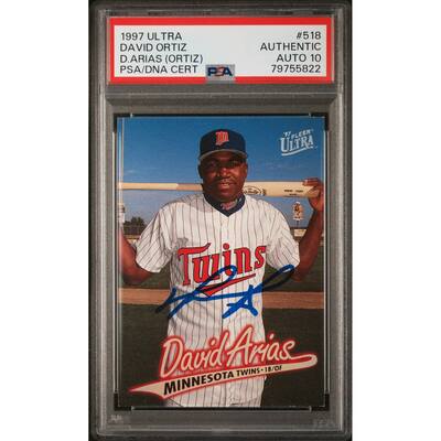 David Ortiz 1997 Ultra Signed Baseball Rookie Card #518 Auto Graded PSA 10 - 8'6" x 11'6"
