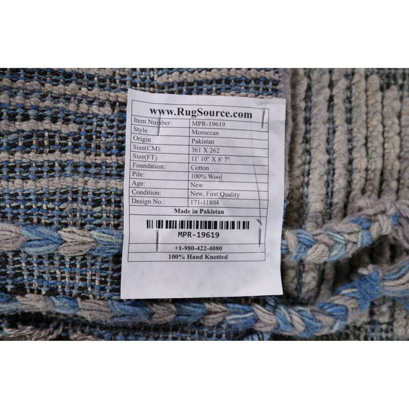 Moroccan Oriental Area Rug Hand-Knotted Bedroom Wool Carpet - 8'7"x 11'10"