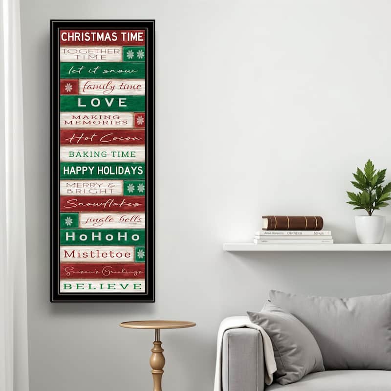 HomeRoots Christmas Time Black Framed Wall Art - 15' X '39' X '1