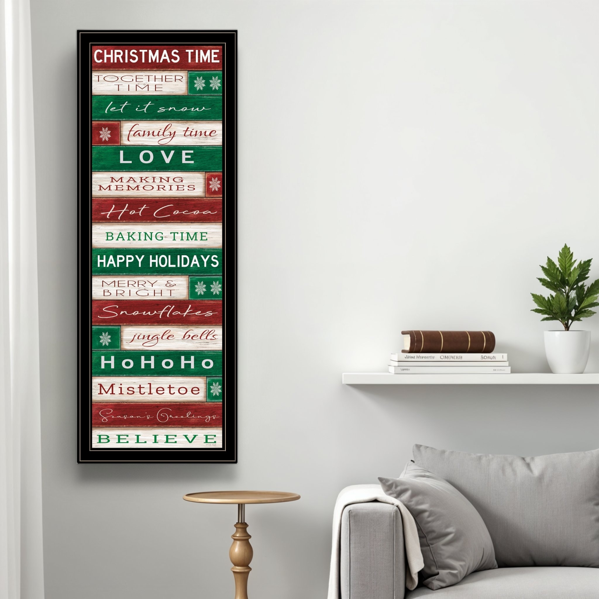 HomeRoots Christmas Time Black Framed Wall Art