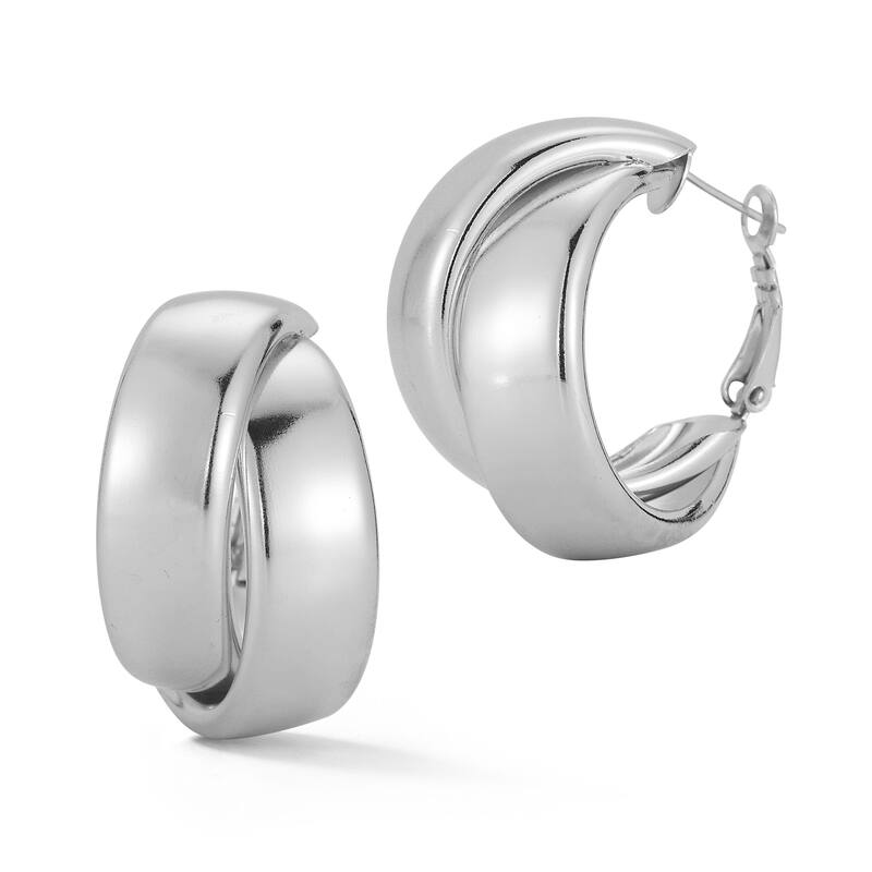 Chloe & Madison Bold Double Hoop Earrings - Silver