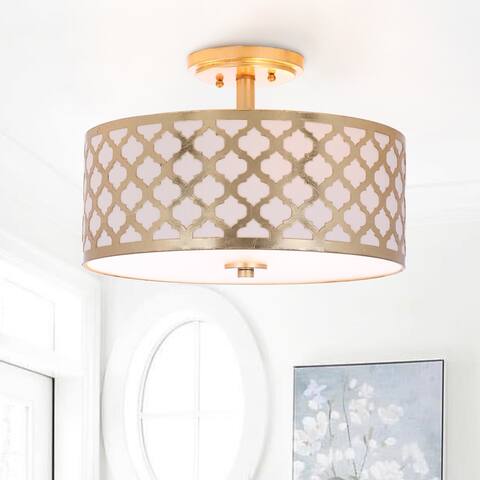 SAFAVIEH Lighting Kora Quatrefoil Gold LED 3-light Flush Mount - 15" x 15" x 10.5"