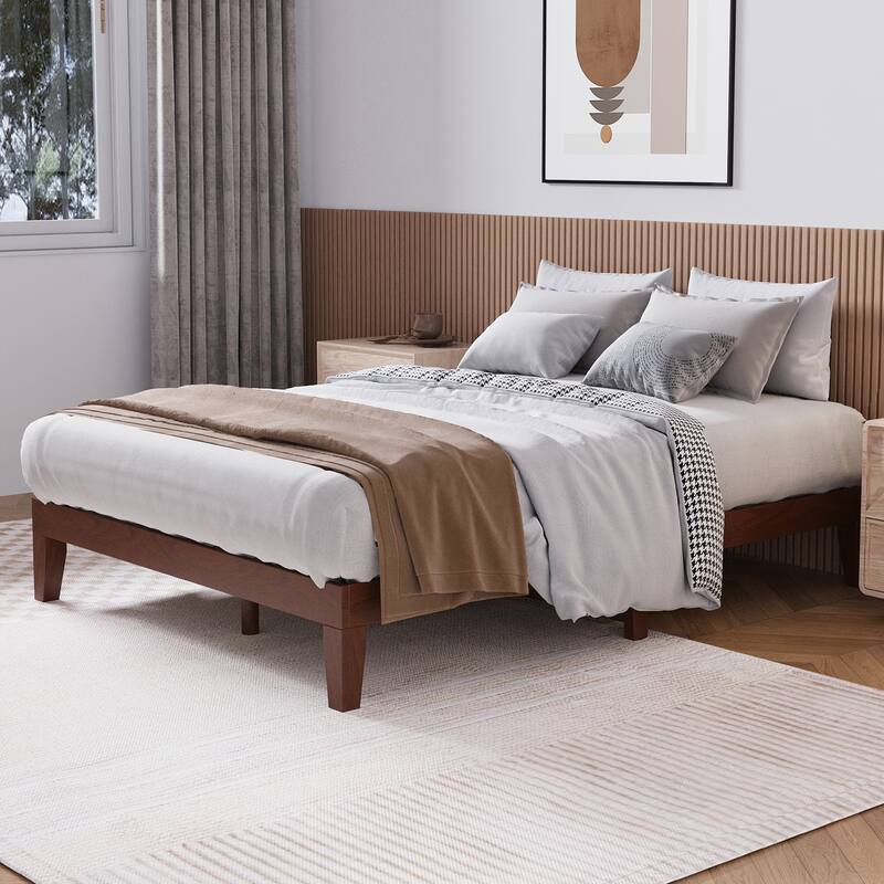 12" Wood Platform Bed Frame - California King, No Box Spring, Easy Assembly​