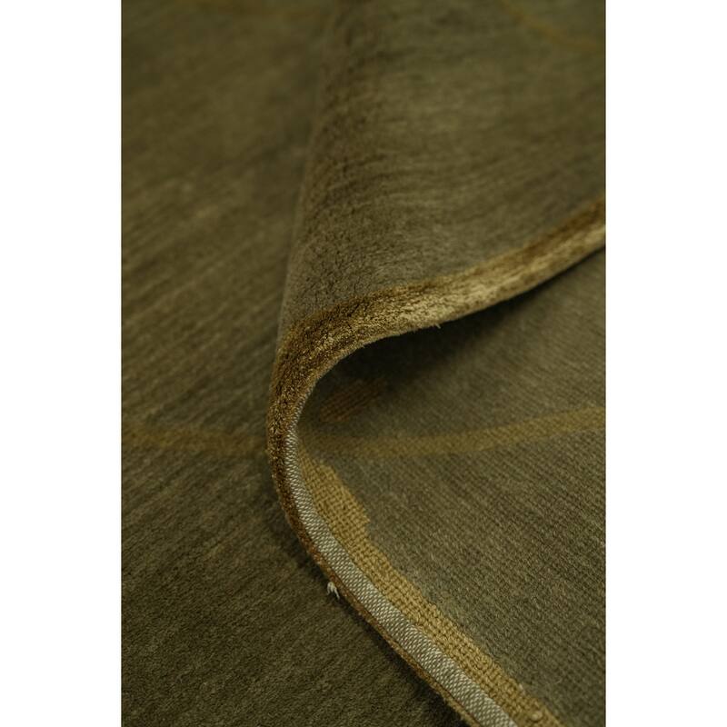 Hand Knotted Oriental 100% Wool Carpet Modern Geometric Green Nepalese Area Rug - 5' 3'' X 3' 0''
