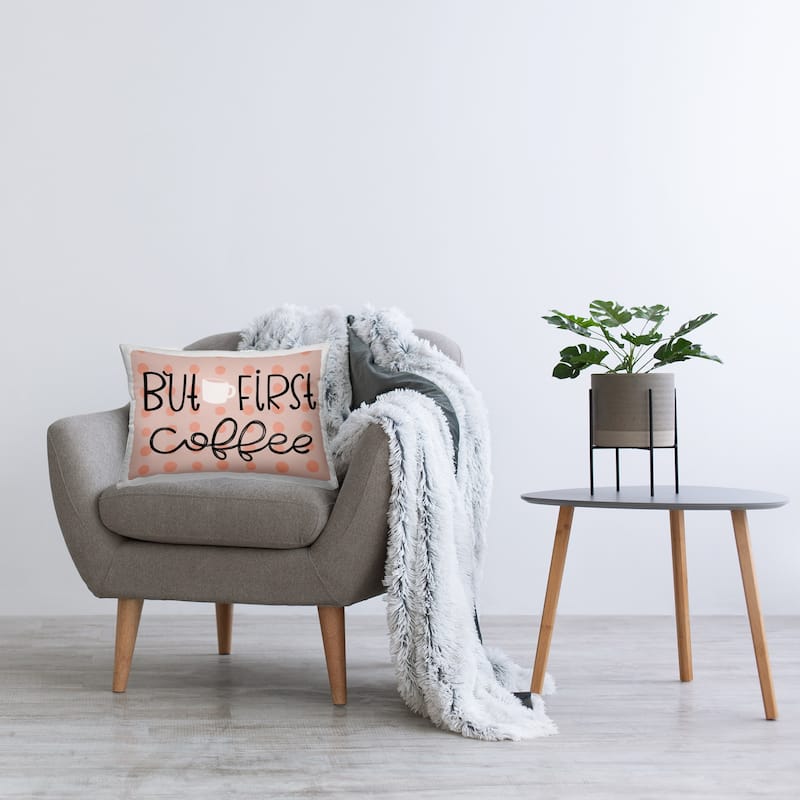 Stupell But First Coffee Polka Dots Decorative Printed Throw Pillow Design by Mandy Ford Art + Illustration