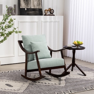 Woven Fabric Upholstered Modern Rocking Chair with Solid Wood Frame ...