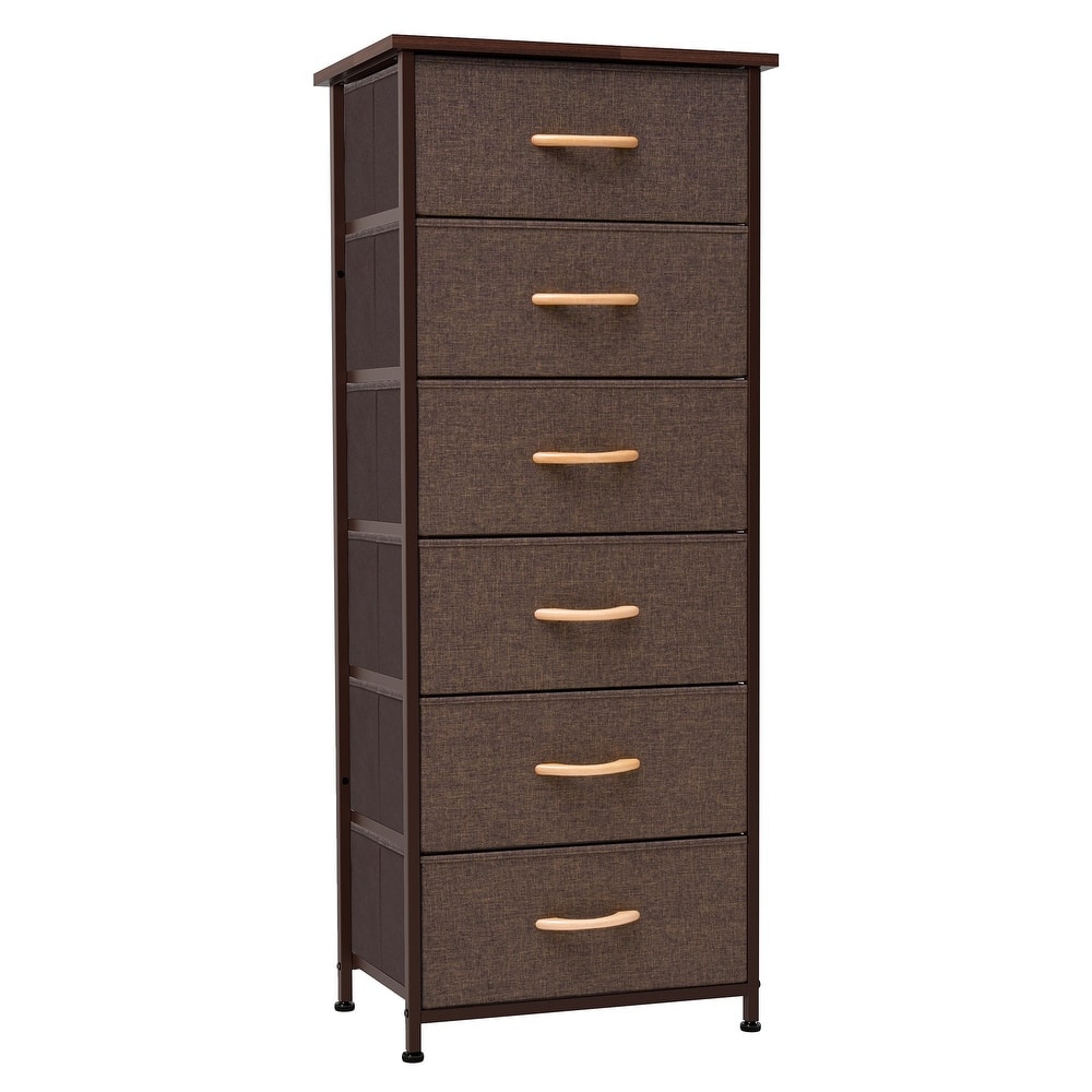 Crestlive Products 6 Drawers Vertical Dresser Storage Tower with Wood Top