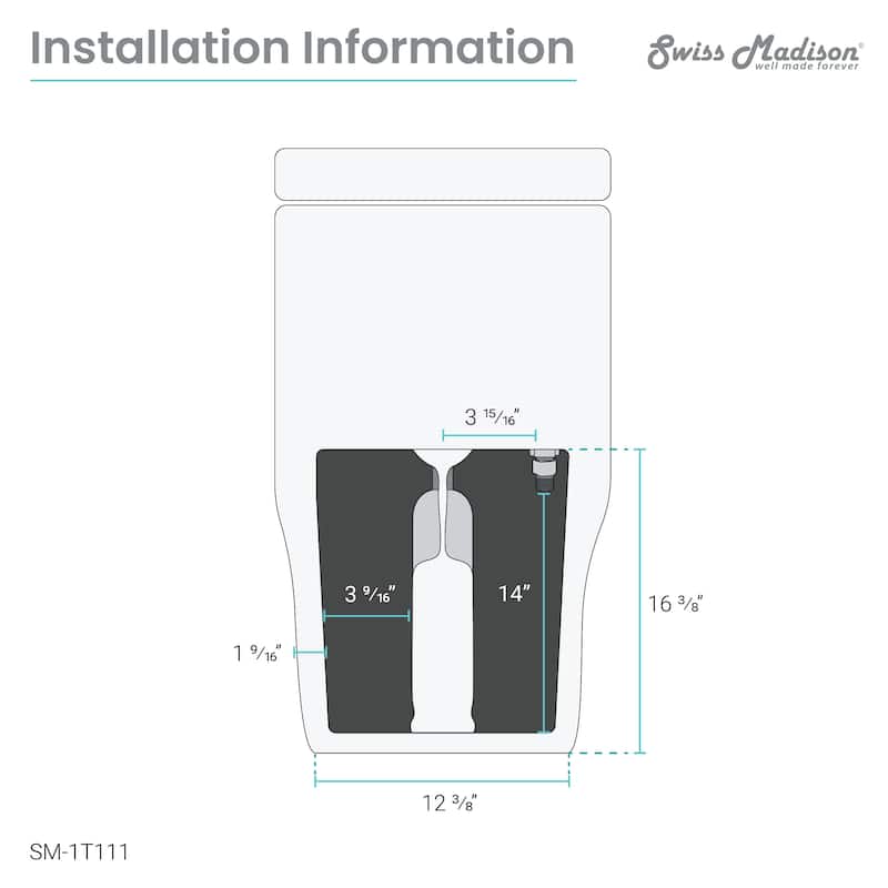 Burdon One Piece Square Toilet Dual Flush 0.8/1.28 gpf