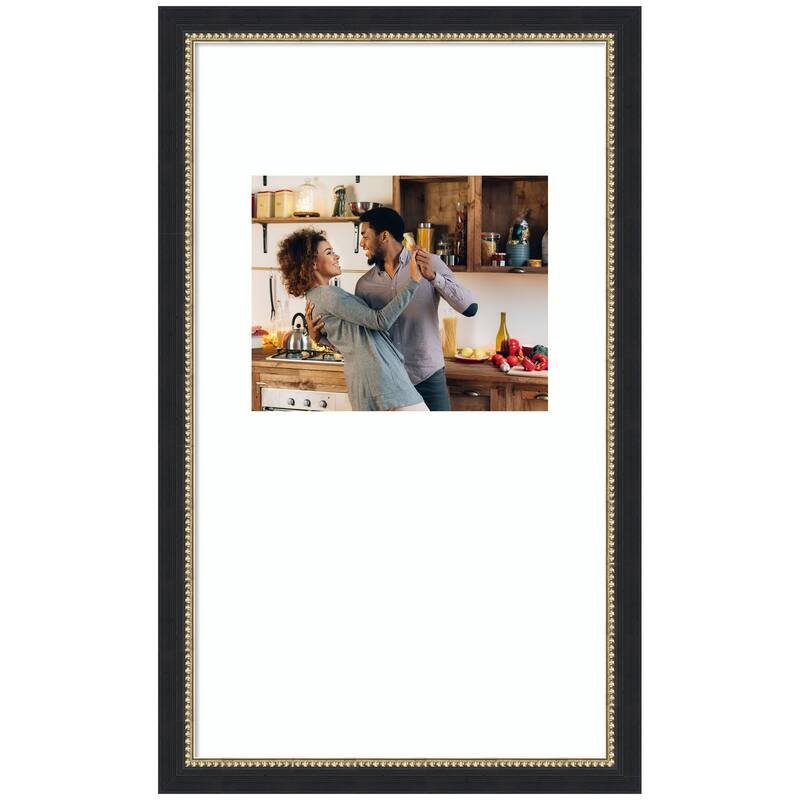 Kate and Laurel Belmont Black Photo Frame - 14x24 matted to 8x10 - Black