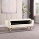 preview thumbnail 38 of 43, HomePop Modern Sherpa Storage Bench with Wood Legs - Cream