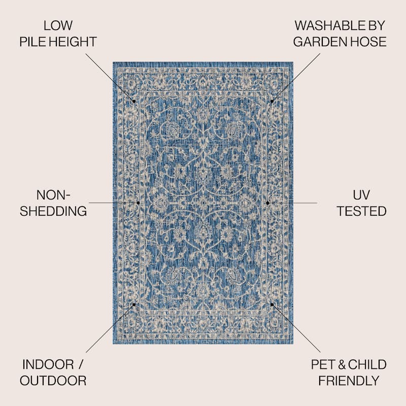 JONATHAN Y Palazzo Vine and Border Textured Weave Indoor/Outdoor Area Rug