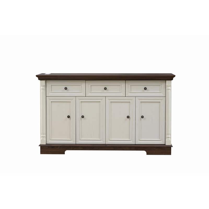 Farmhouse 55" Sideboard Buffet, Kitchen Storage Cabinet with 3 Drawers for Organized Home Living Solutions