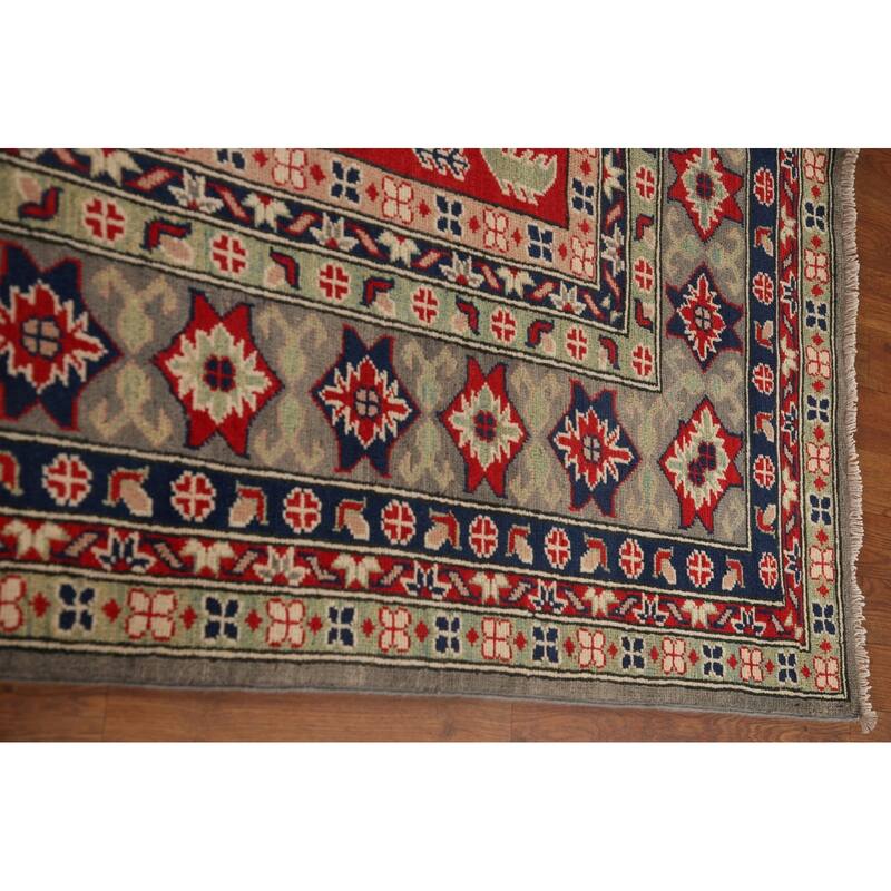Traditional Grey Kazak Oriental Area Rug Handmade Wool Carpet - 8'7"x 11'5"