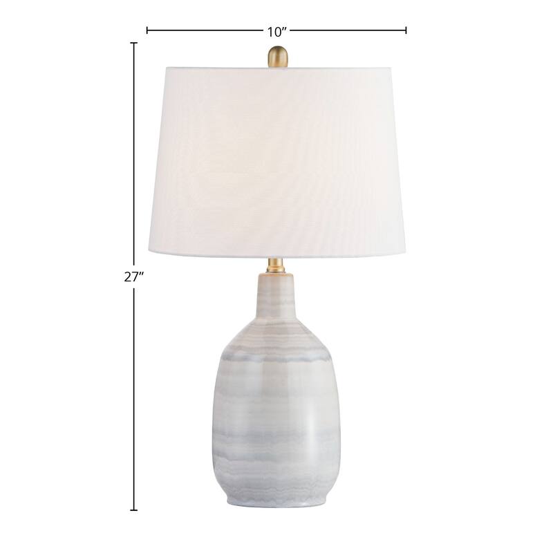 Remington 27" Table Lamp with Linen Shade, Blue/White (Set of 2)