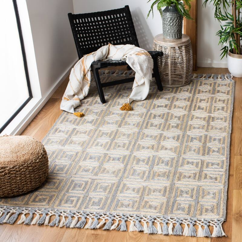 SAFAVIEH Handmade Sahara Lesly Moroccan Jute Rug - 5' x 8' - Grey/Beige