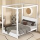 preview thumbnail 20 of 22, Modern Canopy Queen/Full Platform Bed with Headboard, Support Legs