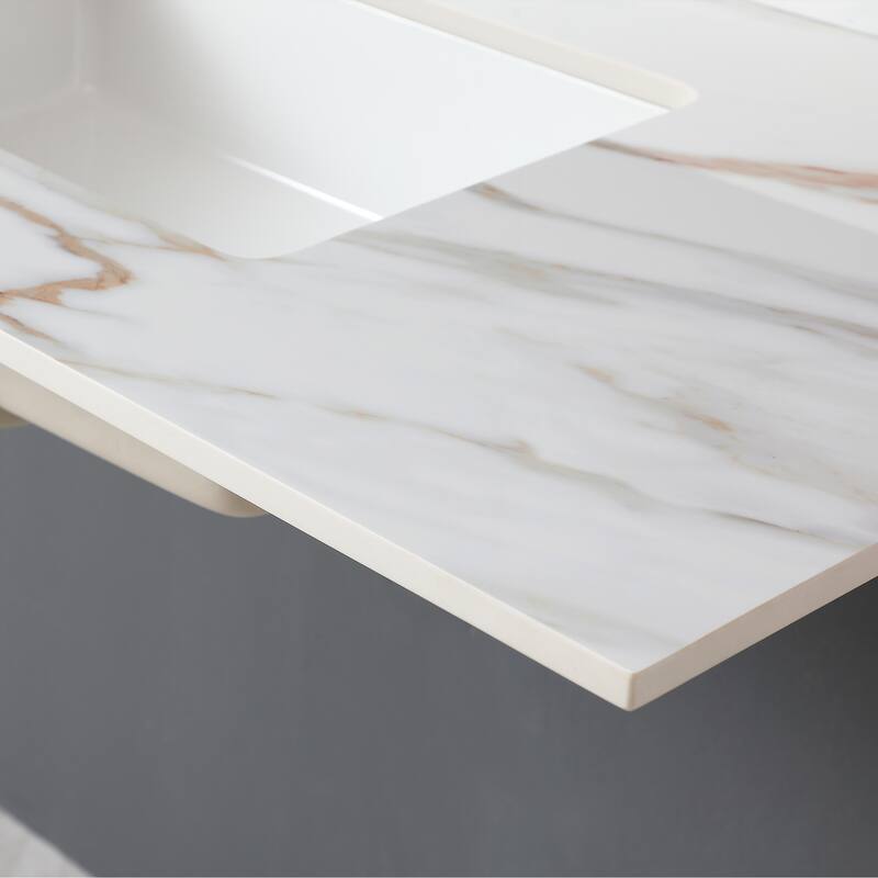 31 Inch Marble Vanity Top,Bathroom Vanity Top with Undermount Rectangular Middle Sink and 4 Inch Height Backsplash