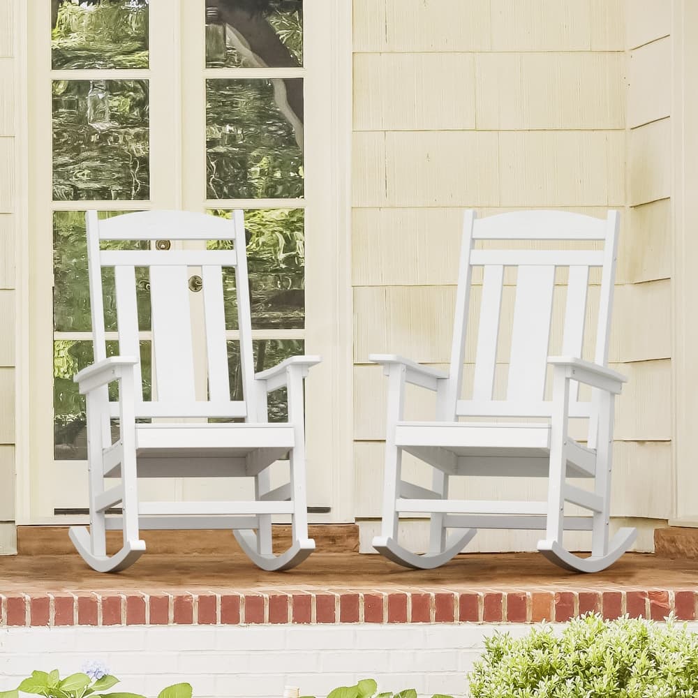 Eco-Friendly Plastic Outdoor Adirondack Rocking Chairs For Porch Set of 2