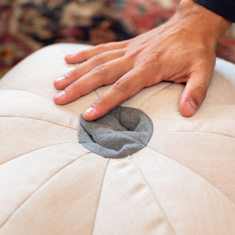 Fall Harvest Pumpkin Indoor Outdoor Pouf Ottoman - 24" - Cream