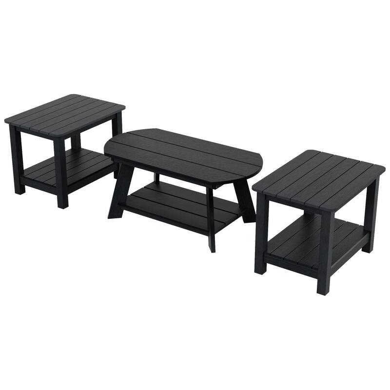 Vineyard HIPS Outdoor Eco-Friendly Coffee Table and Side Tables (3-Piece Set)