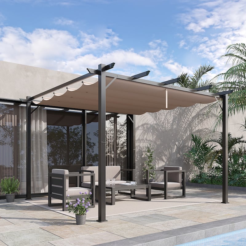 Outsunny Aluminium 10' x 10' Outdoor Pergola with Canopy Cover