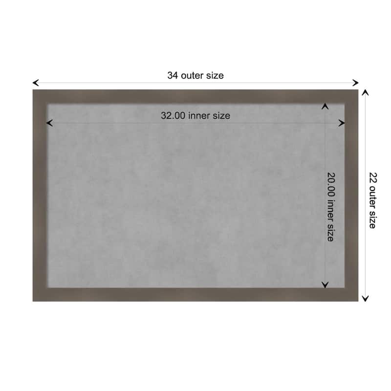Amanti Art Edwin Clay Grey Framed Magnetic Board - Board Size 32x20