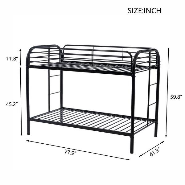 Modern Twin over Twin Metal Bunk Bed with Dual Ladders, Sturdy and Durable Design, Plenty of Storage Space, Easy Assembly Guide