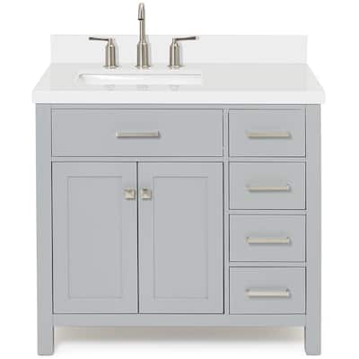 Ariel H037SLWQRVO Bristol 36" Thick Quartz Vanity Top