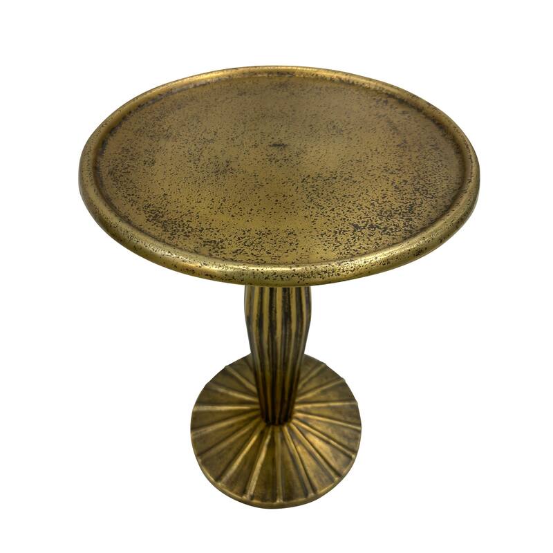 12 in. Antique Brass Round Metal End Table, Sturdy Build End Side Table for Living Rooms
