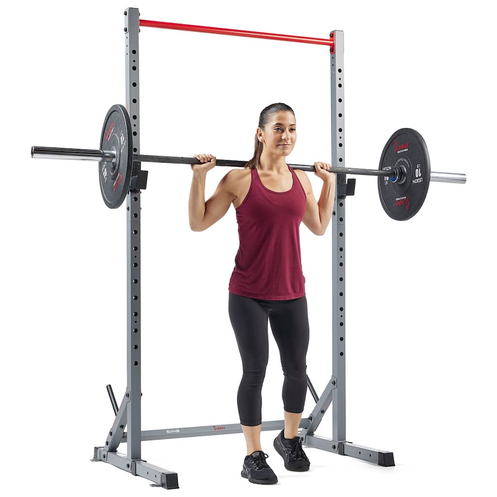Sunny Health & Fitness Squat Stand Power Rack for Weightlifting - Multifunction Bench Press Squat Rack - SF-XF922059