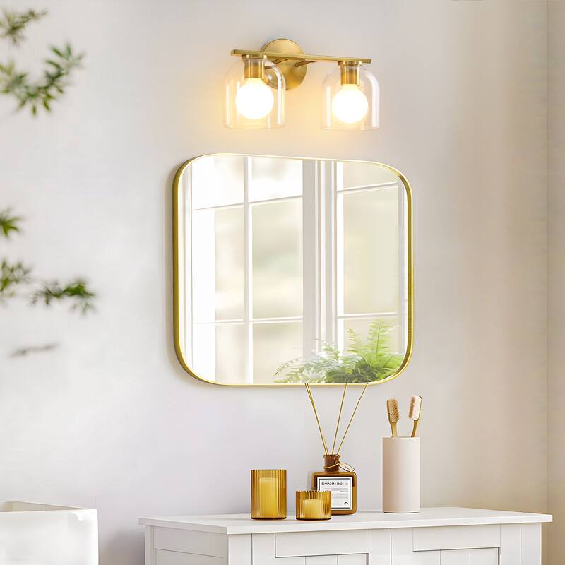 2/3/4-Light Dimmable Bathroom Vanity Light with Glass Shade - Matte Black