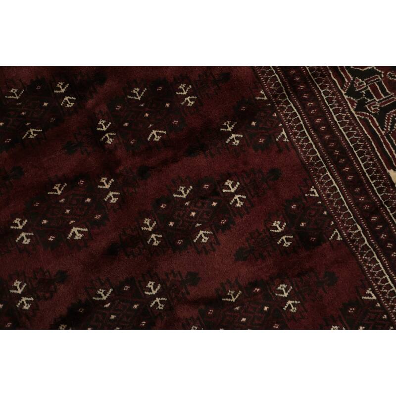 Hand Knotted Oriental 100% Wool Carpet Traditional Geometric Red Bokhara Area Rug - 13' 4'' X 8' 3''