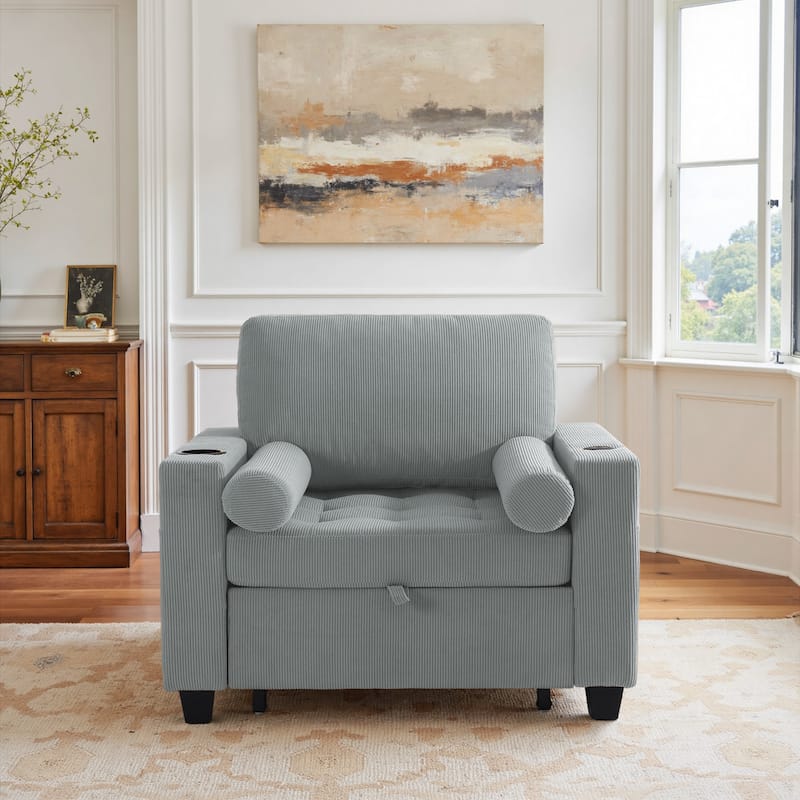 39" Adjustable Recline Convertible Sleeper Accent Chair with USB Port